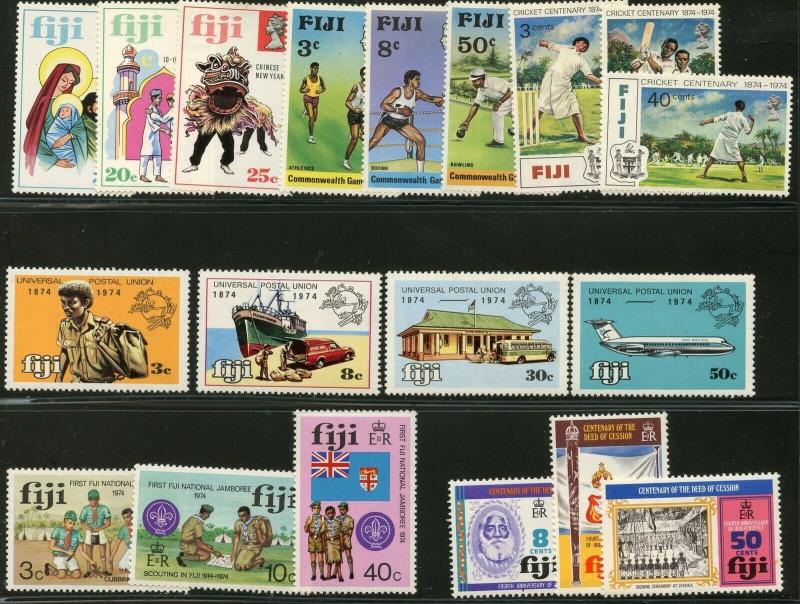 FIJI Sc#337-356 1973-1974 QEII Six Complete Commem Sets Mint OG LH