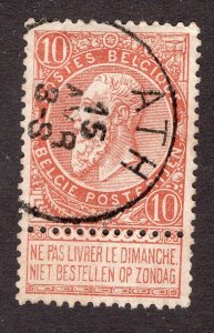 Belgium 1893 10c orange brown Leopold II, Scott 65 used, value = 55c