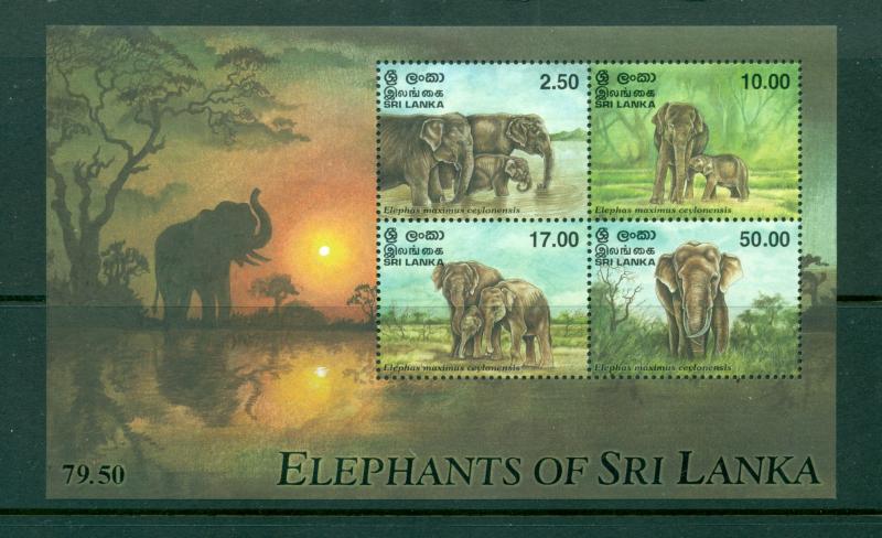 Sri Lanka - Sc# 1223a. 1998 Elephants. MNH Souvenir Sheet. $9.00.