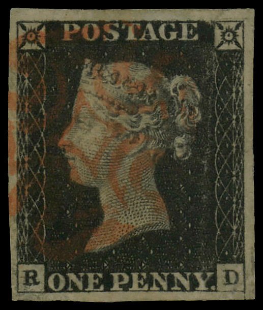 United Kingdom #1 Used  very fine   Cat$375 1840, Queen Victoria First Issue,...