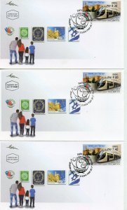 ISRAEL 2018 WORLD STAMP CHAMPIONSHIP TRAIN SET OF SIMA LABELS FIRST DAY COVERS