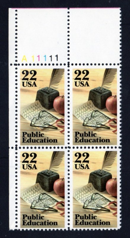 SC# 2159 - (22c) - Public Education MNH Plate Block/4 - UL # A11111