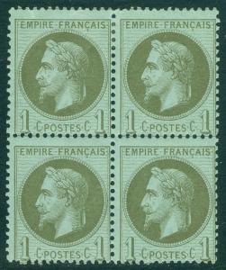 EDW1949SELL : FRANCE 1870 Scott #29 Blk of 4 PO Fresh, Mint OG Catalog $180++