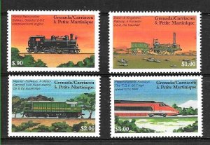 #20337 GRENADA GRENADINES 2000 TRANSPORT TRAINS  YV 2652-5 MNH