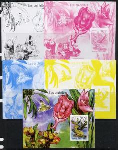 Togo 2014 Orchids imperf s/sheet D - the set of 5 imperf ...