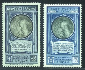 ITALY #C34, C34a Mint (LH) - 1932 100 l Da Vinci