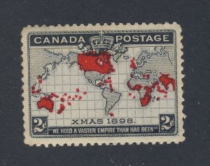 Canada 1898 Xmas Map Stamp;  #86-2c MH VF Guide Value = $60.00