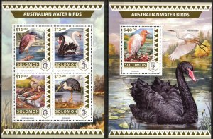 Solomon Islands 2016 Water Birds sheet +S/S MNH