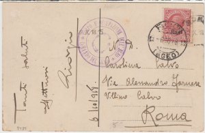 RODI (Rhodes) cover postmark Rodi, Egeo, 6 Oct 1918 - overprinted Italy stamp