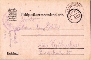 Austria Soldier's Free Mail 1916 K.u.k. Feldpostamt 403 Feldpostcard to Mahr....