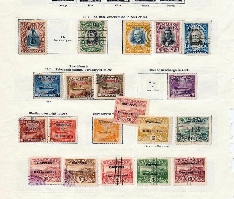 COSTA RICA 1911/30s M&U Collection On Ideal Pages (Appx 80+Items )BT76