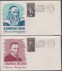 SPAIN Sc # 1197-8 SET of 2 FDC X 2 DIFF- TWO CATHOLIC RELIGIOUS LEADERS