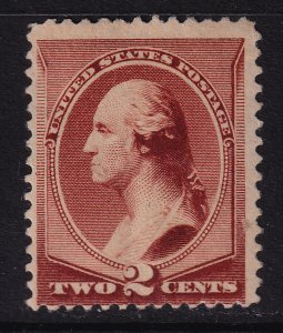 1883 Washington 2c red brown Sc 210 MH with part original gum, inclusion (P2