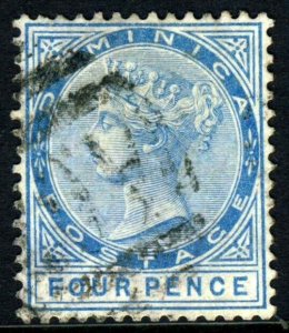 DOMINICA QV 1879 Four Pence Blue Perf 14 Watermark Crown CC SG 7 VFU