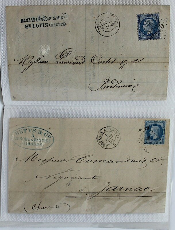 France 1863 /70 bundle of 20c blue perforate Napoleon covers  entires FU Covers