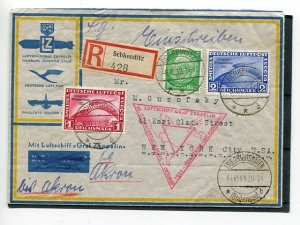 Germany Reg. Surcharge Zeppelin cover to NY - Lakeshore Philatelics