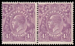 Australia Scott 35 Pair, Violet, Perf. 14 (1924) Mint H F-VF M