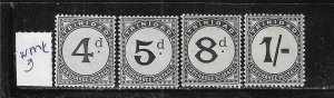 TRINIDAD SCOTT #J13/J14/J16/J17 1906-07 POSTAGE DUES WMK 3 -MINT HINGED