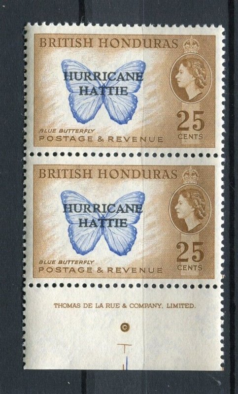 BRITISH HONDURAS; 1950s early QEII Inscription Marginal MINT MNH Pair