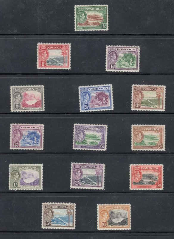 DOMINICA # 97-110 VF-MH KGV1 ISSUES TO 10sh CAT VALUE $45