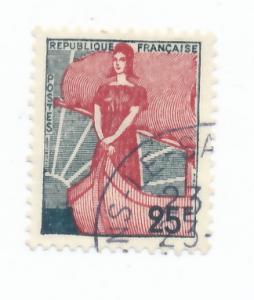 France 1959 Scott 927 used  - 25fr, Marianne & Ship of State