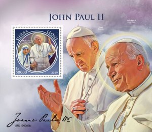 Sierra Leone 2019 MNH Pope John Paul II Stamps Mother Teresa Religion 1v S/S