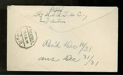1931 Tientsin China USAT HQ Cover to USA