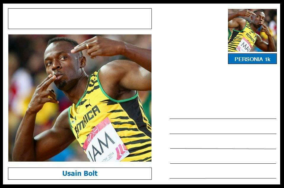 Personalities souvenir postcard (glossy 6"x4") Usain Bolt