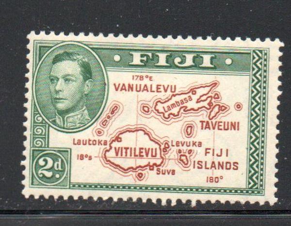 Fiji Sc 133 1942 2 d map with 180 stamp mint