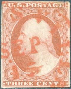 #10 ORANGE BROWN VF USED WITH DARK RED CANCEL CV $210.00 BP2021