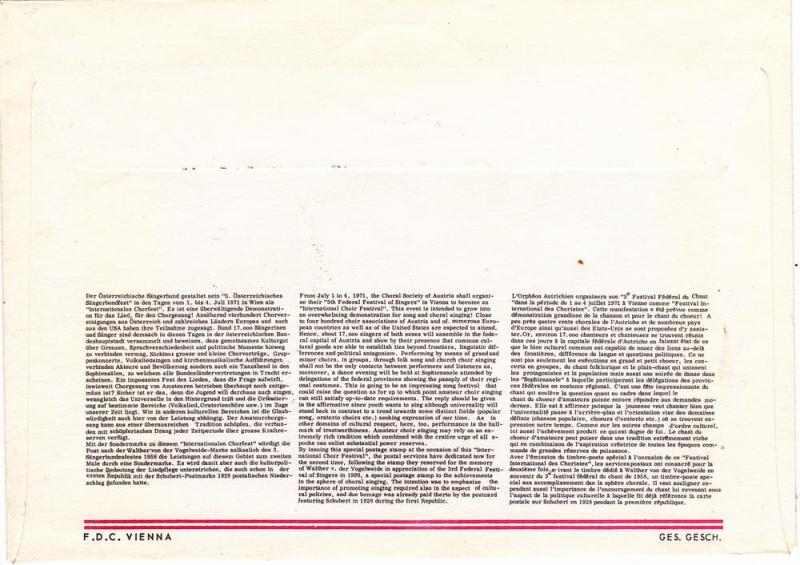 Austria 900 Set FDC Singer with Lyre (A)