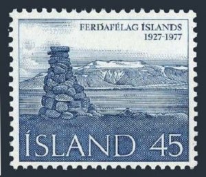 Iceland 503 two stamps, MNH. Mi 527. Touring Club, 50th Ann. 1977. Stone Marker.