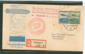 Germany C57-58 1936 Cover carried on the first flight to North America for the airship Hindenburg (May 5) from Frankfurt (main)