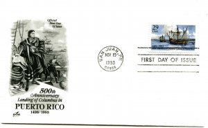 2805 Columbus-Puerto Rico, ArtCraft, FDC 