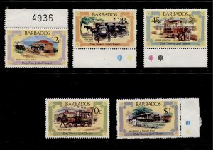 Barbados #538-542 Transport Issue Set MNH