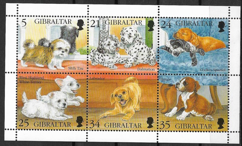 1996 Gibraltar 702 Puppies MNH S/S