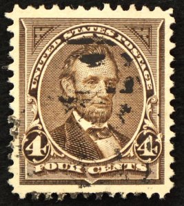 U.S. Used Stamp Scott #269 4c Lincoln, Extra Fine. Huge Margins. A Gem!