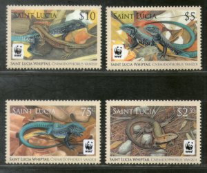 St. Lucia 2008 WWF Whiptail Lizard Reptiles Wildlife Animal Sc 1251-54 MNH # 427