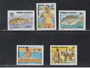 Burkina Faso # 628-632, Fishing Resources, Mint NH, 1/2 Cat.