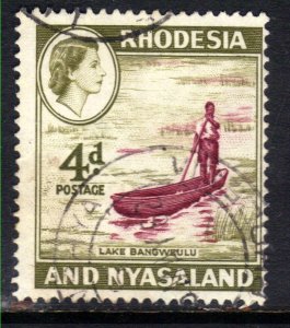 Rhodesia & Nyasaland 1959 - 62 QE2 4d Lake Bangweula used SG 23 ( M1489 )