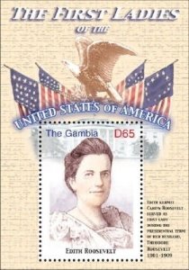 GAMBIA FIRST LADIES OF THE UNITED STATES - EDITH ROOSEVELT S/S MNH