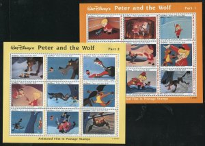 Maldives 1827-1829 and extra Peter and the Wolf Stamp Sheets MNH 1992 Disney