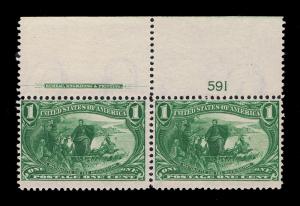 STUNNING GENUINE SCOTT #285 MINT OG NH PAIR BEP IMPRINT WIDE TOP PLATE #591