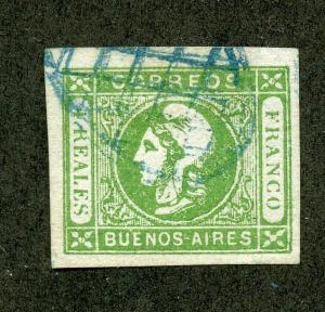 ARGENTINA BUENOS AIRES SCOTT# 9 MELLO #9 USED LARGE MARGINS AS SHOWN