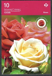 Canada #2731a P Roses (2014). Booklet of 10 stamps. Two stamp designs. MNH