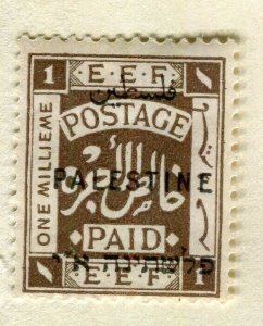 PALESTINE; 1920 early E.E.F. Optd. issue Mint hinged 1m. value