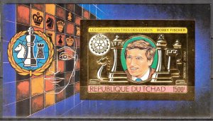 Chad 1983 Rotary Club Chess Bobby Fischer Gold S/S Overprint Black Imperf. MNH