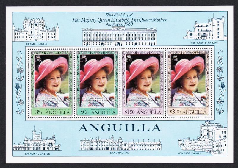 Anguilla 80th Birthday of The Queen Mother MS 4v SG#MS415 SC#397a