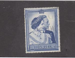 GB KGV1 ONE POUND VF-EXREMELY LIGHT USED 1948 SILVER WEDDING