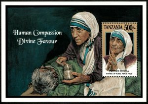 Tanzania 1993 - Mother Teresa, Nobel Prize - Souvenir Sheet - Scott 999 - MNH